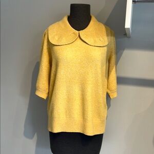 Yellow Women's Sweater with Peter Pan Collar